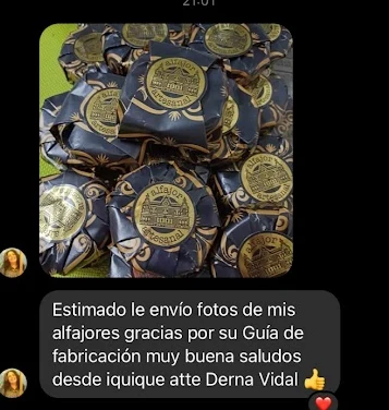 Testimonio de alumna del curso mostrando sus ventas de alfajores artesanales